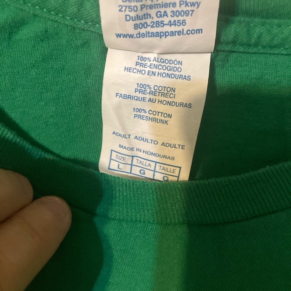 Delta soft 100% cotton tee shirt size large donut forget blood drive green - Picture 4 of 6